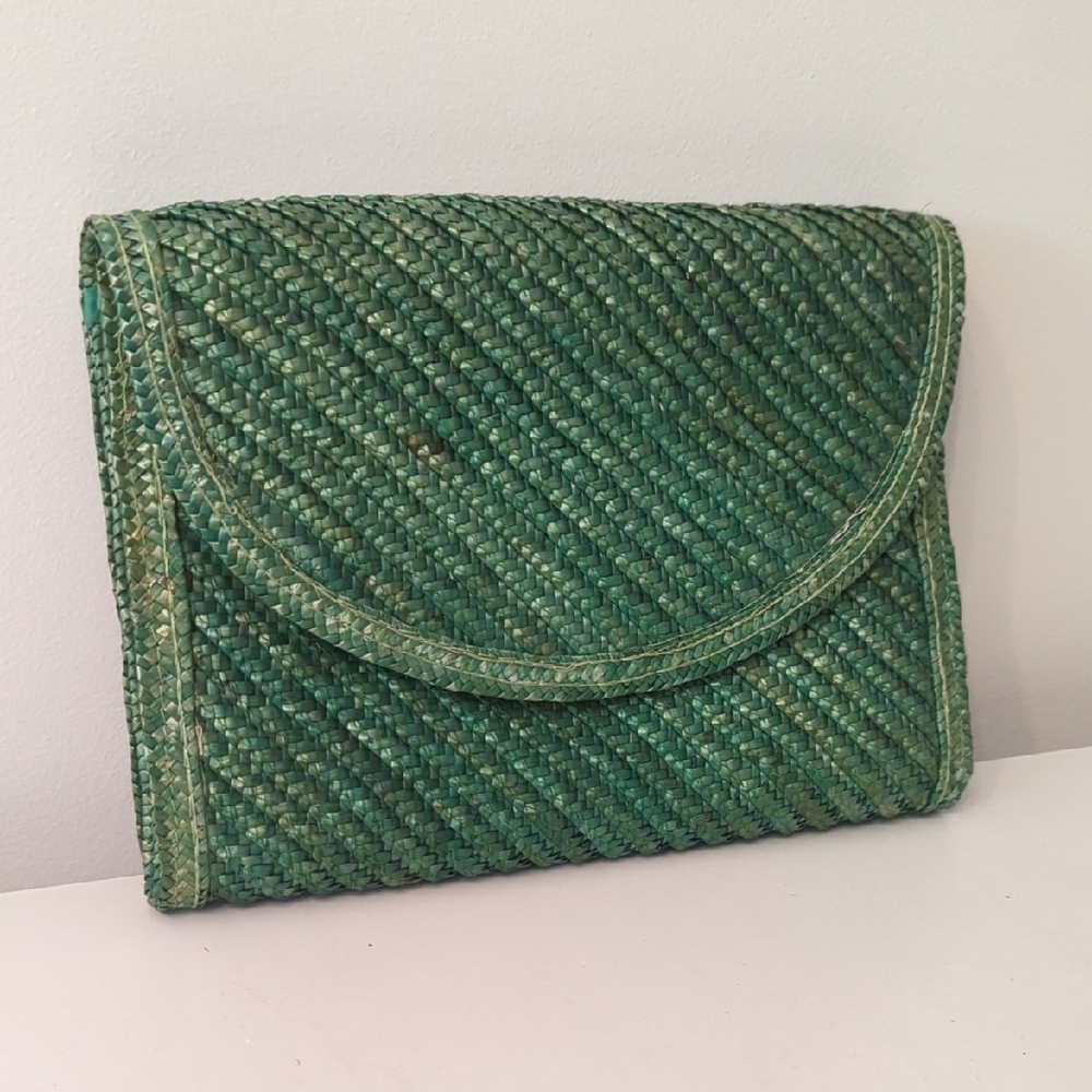 Vintage Green Woven Clutch